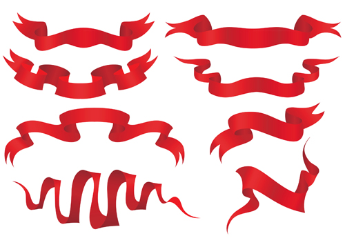 Simply red ribbon vector banners set 03 Simply ribbon red banners banner   