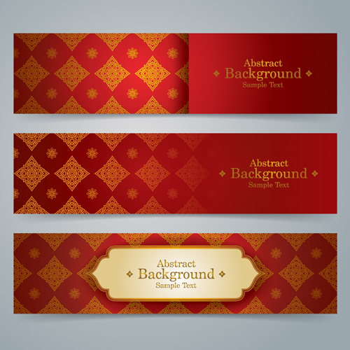 Ethnic style pattern banners vector 01 pattern ethnic banners   