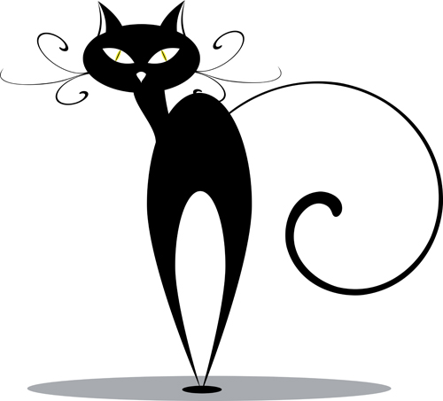 Funny Black cat design vector 03 cat black   