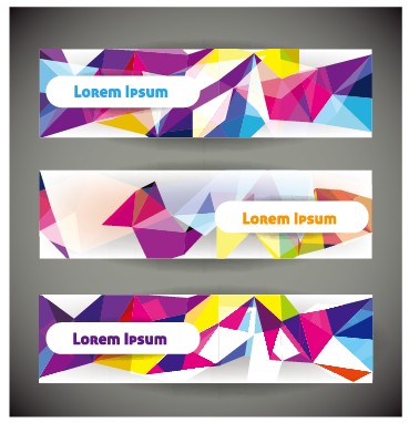 3D colored shapes banners vector set 03 Colored shapes colored banners banner   