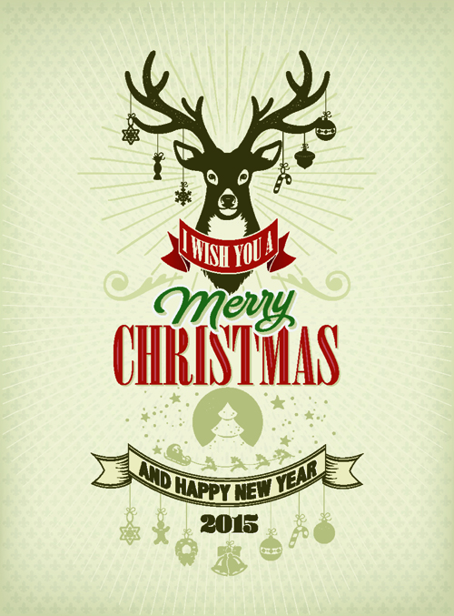 Reindeer 2015 christmas and new year vector background reindeer new year 2015   