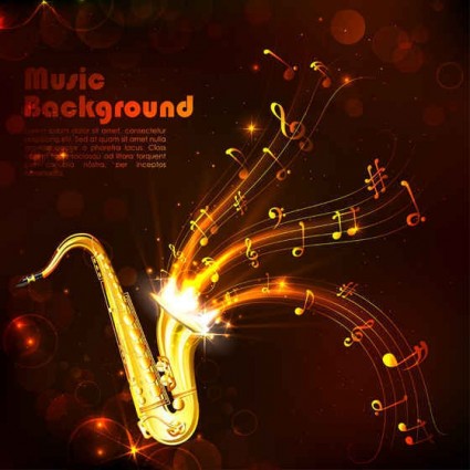 Shining golden music design background vector 01   