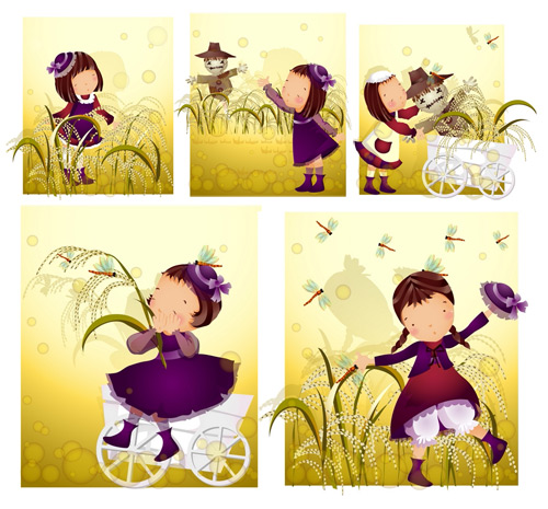 Elements of girl Scarecrow style Vector style Scarecrow girl   