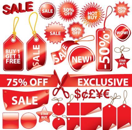 Set of Vivid Price tags and stickers vector material 01 tags tag stickers sticker price material   