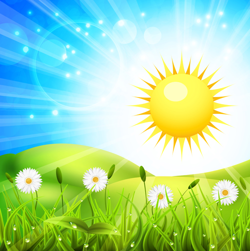 Vibrant spring elements vector background art 03 Vector Background spring landscape elements element background   