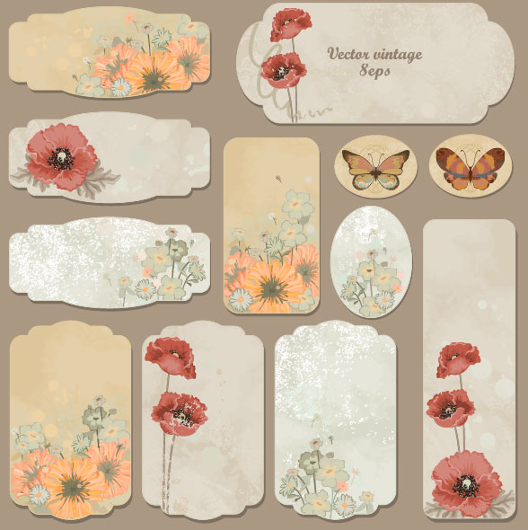 Excellent Vintage flower labels vector 01 vintage labels label flower   