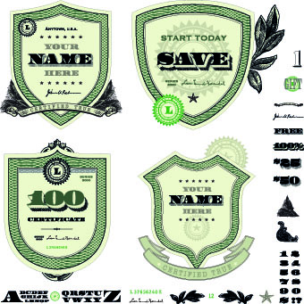 Money template and label design vector 03 template money label   