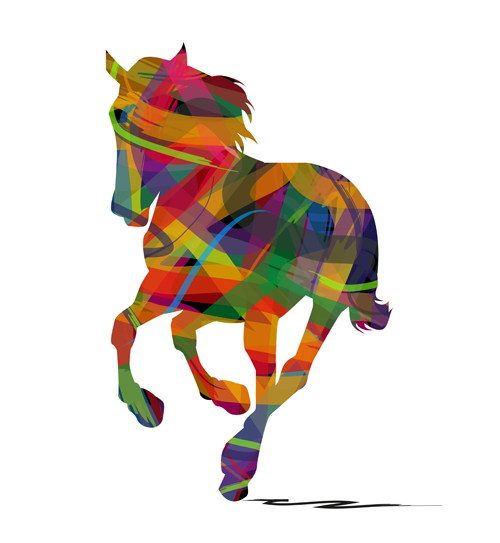 Creative running horse design vector set 01 running horse creative   