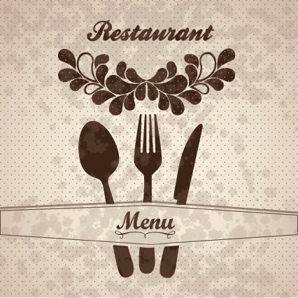 Restaurant menu cover with tableware vector 03 Tableware restaurant menu cover   