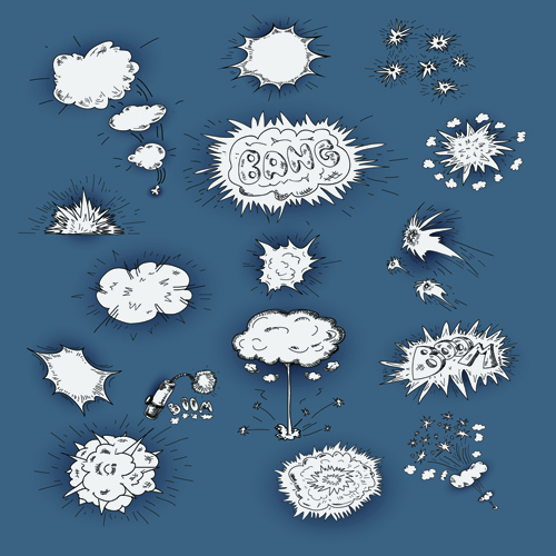 Explosion style speech bubbles vector material 03 speech bubbles speech explosion bubbles   