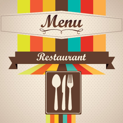 Restaurant menu cover with tableware vector 02 Tableware restaurant menu cover   