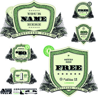 Money template and label design vector 04 template money label   