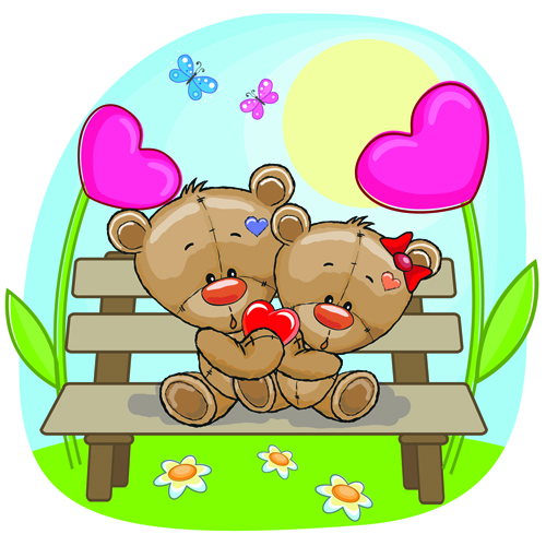 Teddy bear with red heart vector cards 04 teddy bear red heart cards   
