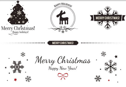 Christmas Decorative labels set vector labels decorative christmas   