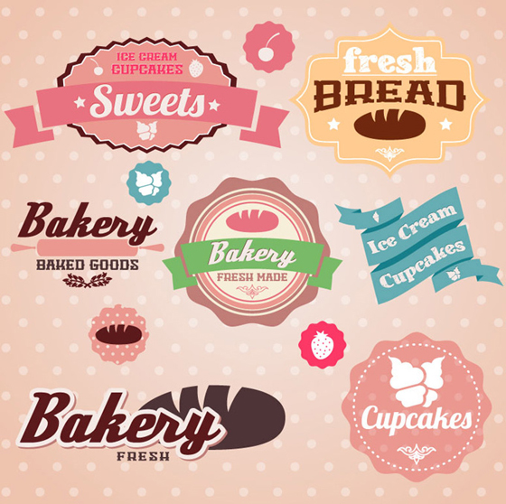 Cute bakery with sweets labels vector sweets labels cute bakery   