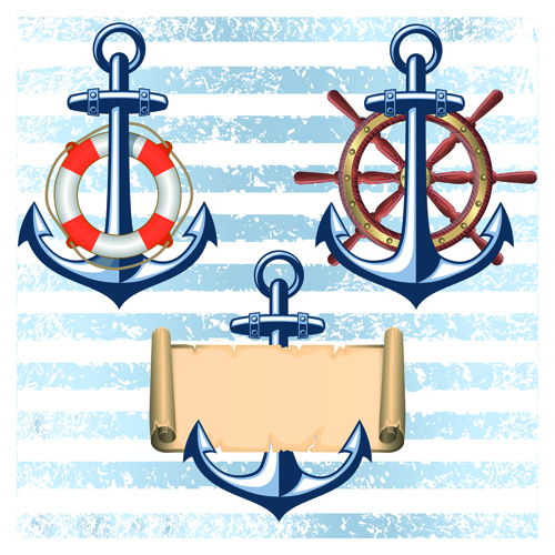 Nautical elements and retro background vector 02 Retro font nautical element background   