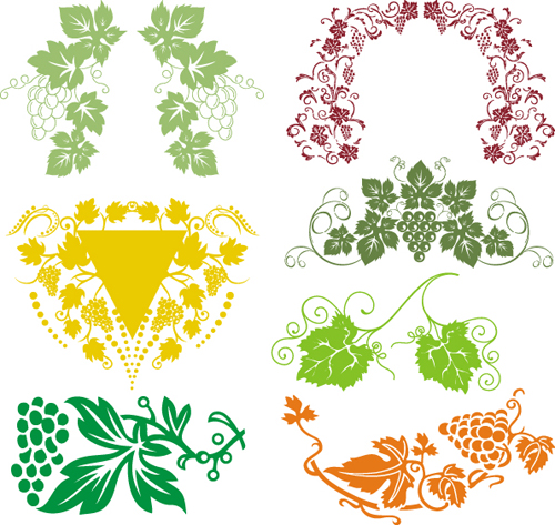 Elements of Grapes style Borders vector 01 105382 style grapes elements element borders border   