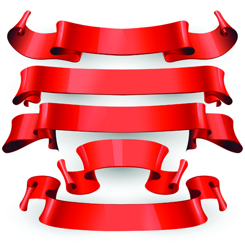 Red ribbon banners set vector 03 ribbon red banners banner   