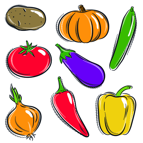 Sorts of hand drawing vegetables vector set 01 vegetables Hand drawing drawing   