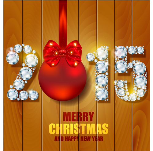 Diamond 2015 christmas and wood background vector wood background diamond christmas background 2015   