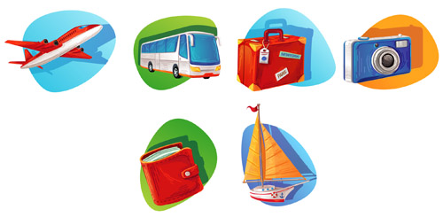 Modern traveling icons vector set traveling modern icons   