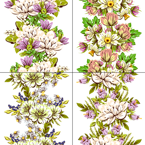 Elegance flowers pattern seamless vector material 04   