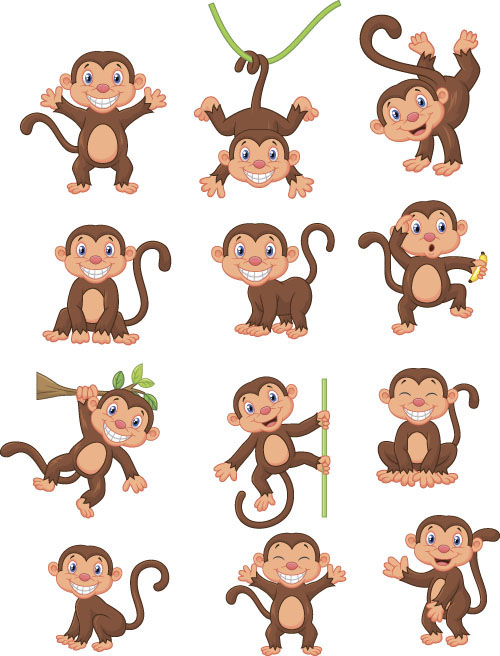 Funny monkey creative vector material 01 monkey material funny creative   