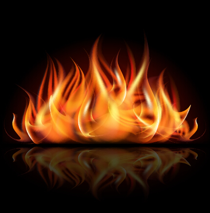 Realistic flame with black background vector 02 realistic flame black background   