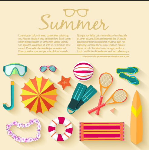 Summer travel elements set vector background 02 Vector Background travel summer elements element   