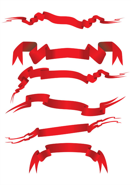 Simply red ribbon vector banners set 11 Simply ribbon red banners banner   