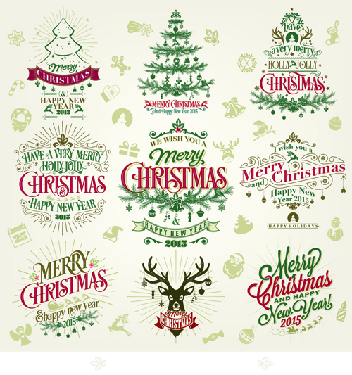 Elegant 2015 christmas and new year labels design 02 new year labels elegant 2015   