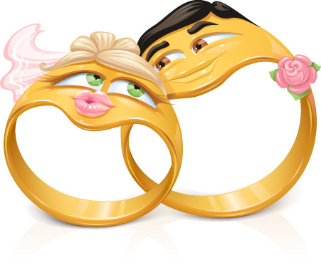 Funny Cartoon style Ring vector wedding ring ring Lovers ring   