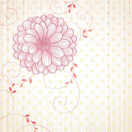 Cute floral art background vector material 04 free flowers background   