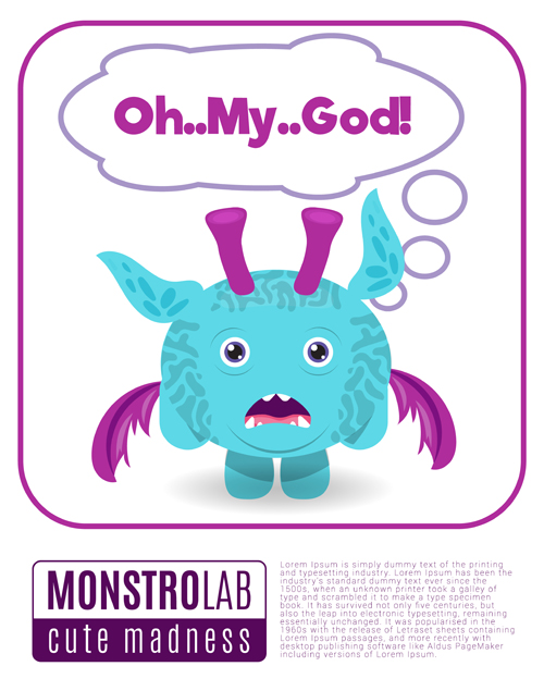 Cartoon madness monster with text box vector 10 text monster madness cartoon box   