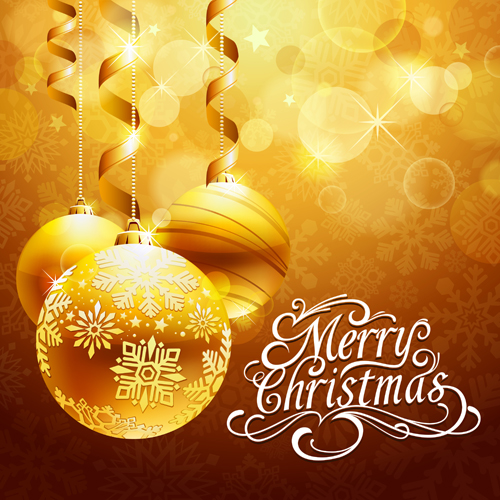 Golden christmas ball with background vector   