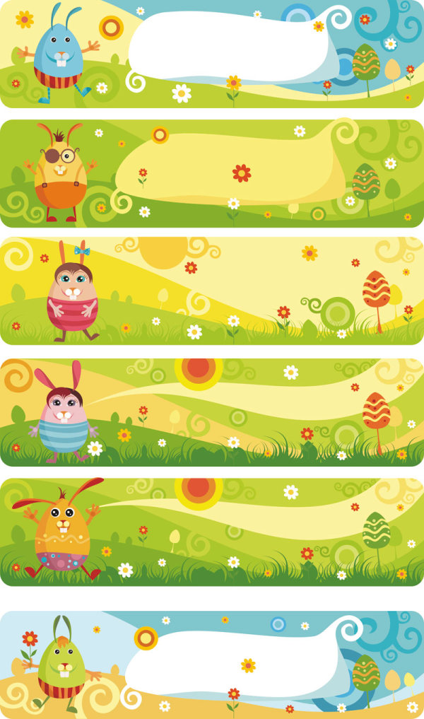 Cute Cartoon benner 03 vector vector cute cartoon   