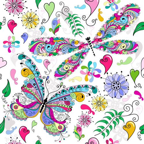 Floral butterflies seamless pattern vector set 04 seamless pattern vector pattern floral butterflies   