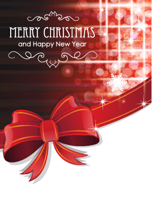 2015 christmas cards red bow vector set 03 christmas cards 2015   