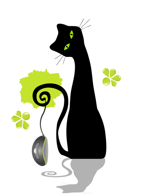 Funny Black cat design vector 05 funny cat black   