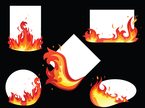 Set of Burning paper vector art 05 paper burning   