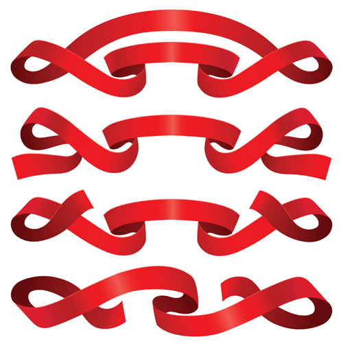 Simply red ribbon vector banners set 01 Simply ribbon red banners   