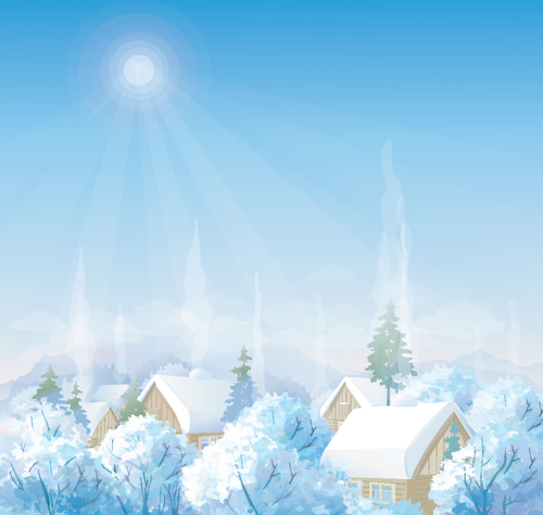 Beautiful Winter landscapes 05 vector winter landscape beautiful   