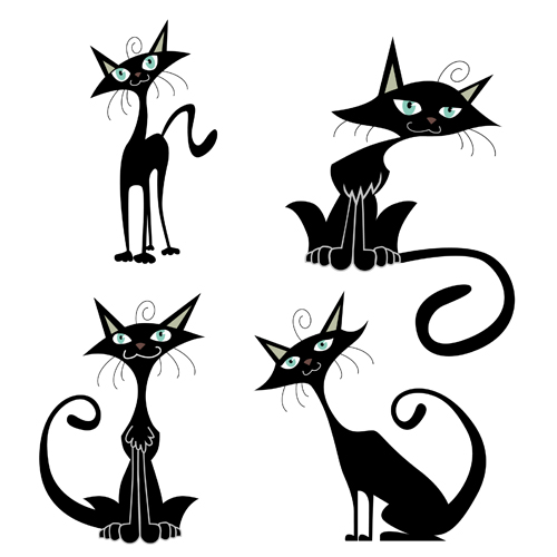 Funny Black cat design vector 01 funny cat black   