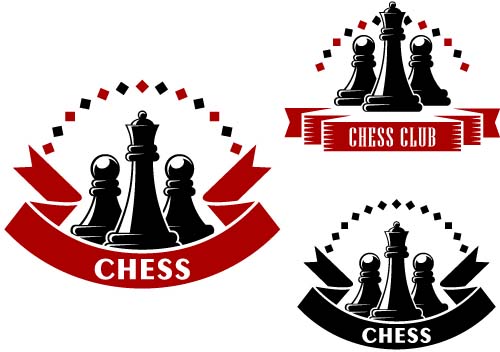 Chess labels red with black style vector 07 style labels chess black   