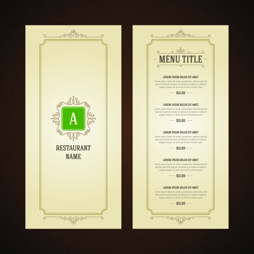 Classical menu vectors design 01 menu classical   