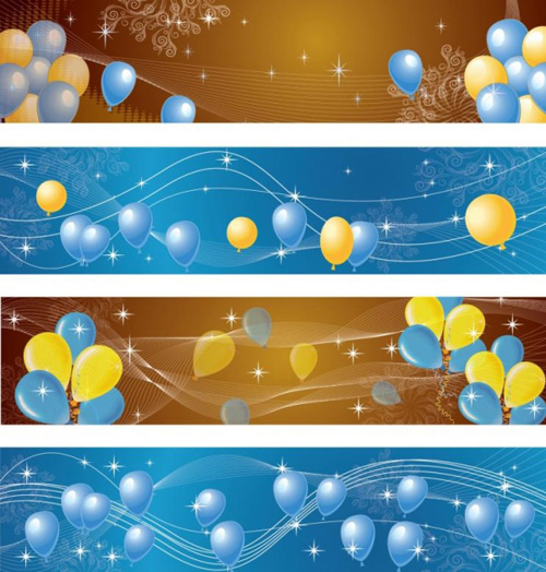 Color balloon with abstract banner vector color banner abstract   