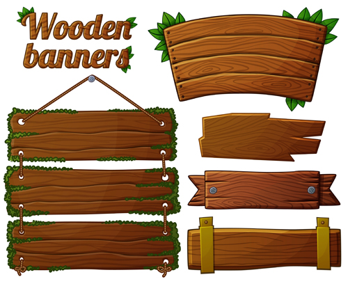 Different shapes wooden banners vector 03 wooden shapes different banners   