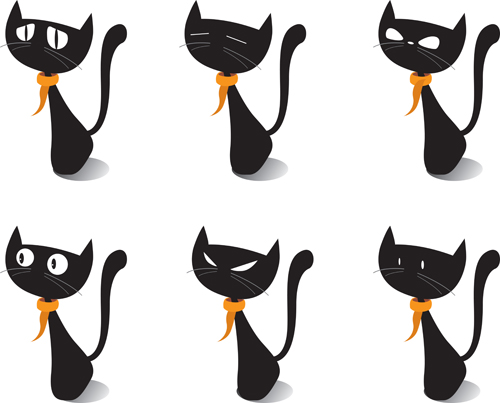 Funny Black cat design vector 04 cat black   