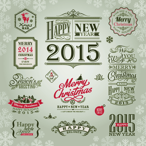 Elegant 2015 christmas and new year labels design 01 new year labels elegant 2015   