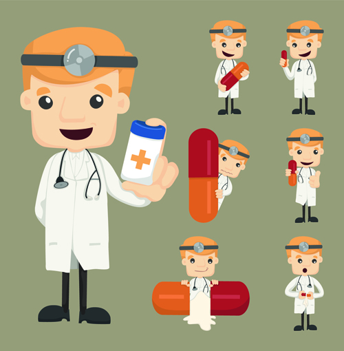 Funny doctor character vectors graphics 04 funny doctor character vector character   